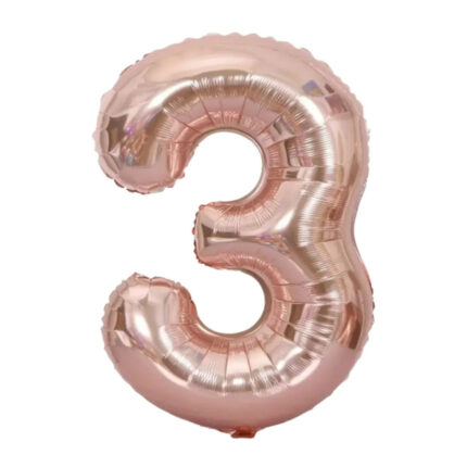 GLOBO METALIZADO NUMERO 3 ORO ROSA