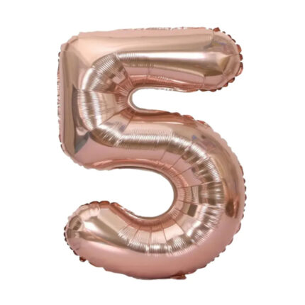 GLOBO METALIZADO NUMERO 5 ORO ROSA