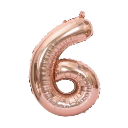 GLOBO METALIZADO NUMERO 6 ORO ROSA