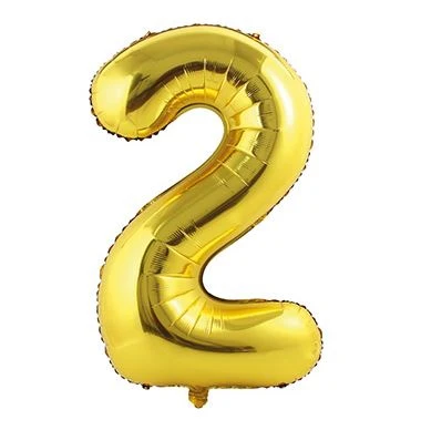 GLOBO METALIZADO NUMERO 2 DORADO
