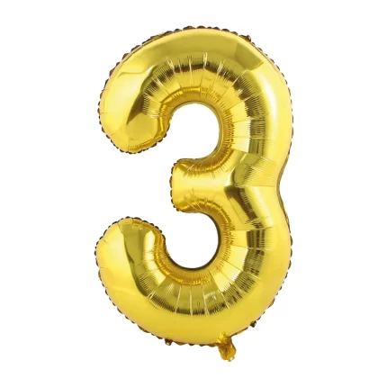 GLOBO METALIZADO NUMERO 3 DORADO