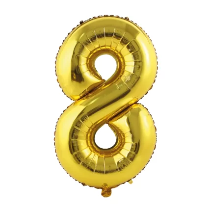 GLOBO METALIZADO NUMERO 8 DORADO