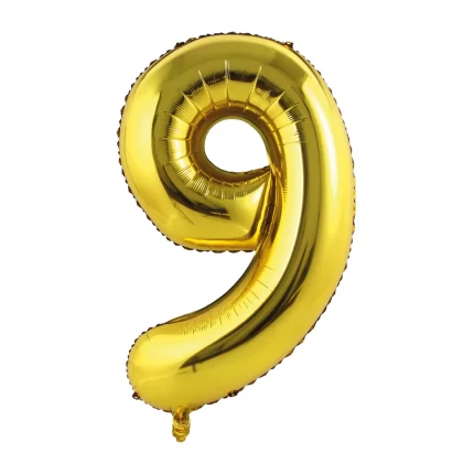 GLOBO METALIZADO NUMERO 9 DORADO