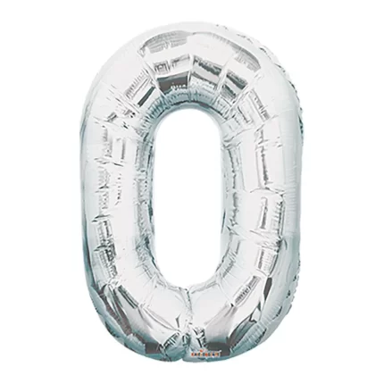 GLOBO METALIZADO NUMERO 0 PLATEADO