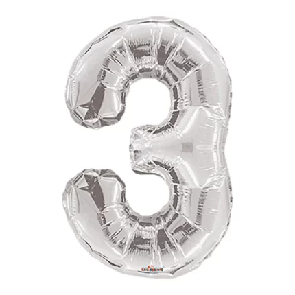 GLOBO METALIZADO NUMERO 3 PLATEADO