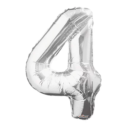 GLOBO METALIZADO NUMERO 4 PLATEADO