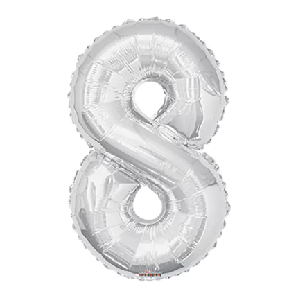 GLOBO METALIZADO NUMERO 8 PLATEADO