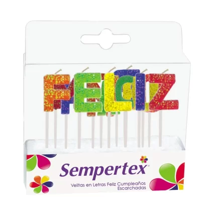 VELA DE LETRAS FELIZ CUMPLEAÑOS ESCARCHADA