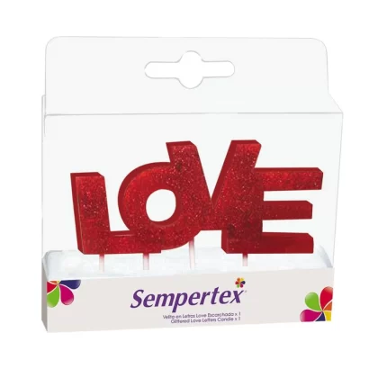 VELA DE LETRAS LOVE ESCARCHADAS