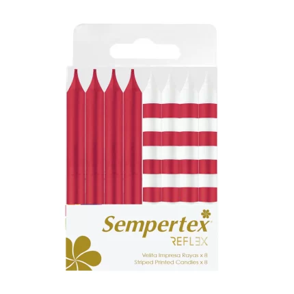 VELA IMPRESA RAYAS BLANCO-ROJO