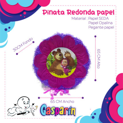 PIÑATA REDONDA MASHA Y EL OSO